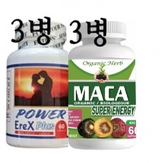 파워에렉스플러스 60정*3병+마카650mg 60정*3병.(남성활력,60대를 다시젊게,굵고 긴 최강20대)3달분